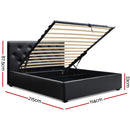 King Single Size Gas Lift Bed Frame Base Mattress Platform Leather Wooden Black WARE