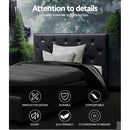 King Single Size Gas Lift Bed Frame Base Mattress Platform Leather Wooden Black WARE