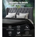 King Size Bed Frame Base Mattress With Storage Drawer Grey Fabric MILA