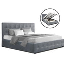 ROCA Double Full Size Gas Lift Bed Frame Base With Storage Mattress Grey Fabric