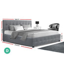 ROCA Double Full Size Gas Lift Bed Frame Base With Storage Mattress Grey Fabric