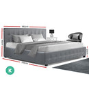ROCA King Size Gas Lift Bed Frame Base With Storage Mattress Grey Fabric