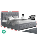 Bed Frame Double Full Size Gas Lift Base With Storage Grey Fabric TIYO