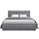 Bed Frame Double Full Size Gas Lift Base With Storage Grey Fabric TIYO