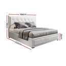 TIYO Double Full Size Gas Lift Bed Frame Base With Storage Mattress White Leather