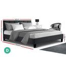 ANNA Bed Frame Double Size Mattress Base Platform Fabric Wooden Charcoal