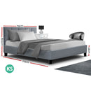 ANNA Bed Frame King Single Size Mattress Base Platform Fabric Wooden Grey