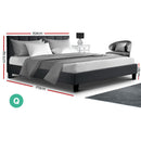 ANNA Bed Frame Queen Size Mattress Base Platform Fabric Wooden Charcoal