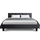 ANNA Bed Frame Queen Size Mattress Base Platform Fabric Wooden Charcoal