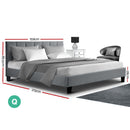 ANNA Bed Frame Queen Size Mattress Base Platform Fabric Wooden Grey