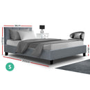 ANNA Bed Frame Single Size Mattress Base Platform Fabric Wooden Grey