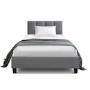 ANNA Bed Frame Single Size Mattress Base Platform Fabric Wooden Grey