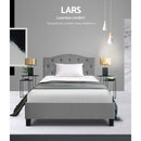 Bed Frame King Single Size Base Mattress Platform Fabric Wooden Grey LARS