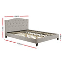 Bed Frame Queen Size Base Mattress Platform Fabric Wooden Beige LARS