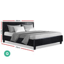 Bed Frame Queen Size Base Mattress Platform Full Size Leather Wooden Black NEO