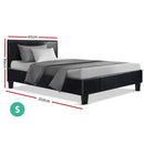 Bed Frame Single Size Base Mattress Platform Full Size Leather Wooden Black NEO