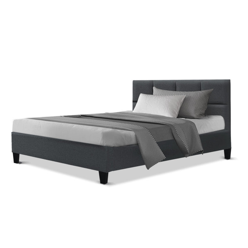 Bed Frame King Single Size Base Mattress Platform Fabric Wooden Charcoal TINO