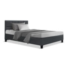 Bed Frame Single Size Base Mattress Platform Fabric Wooden Charcoal TINO