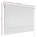 Roller Blinds Blockout Blackout Curtains Window Double Dual Shades 2.4X2.1M WHWH