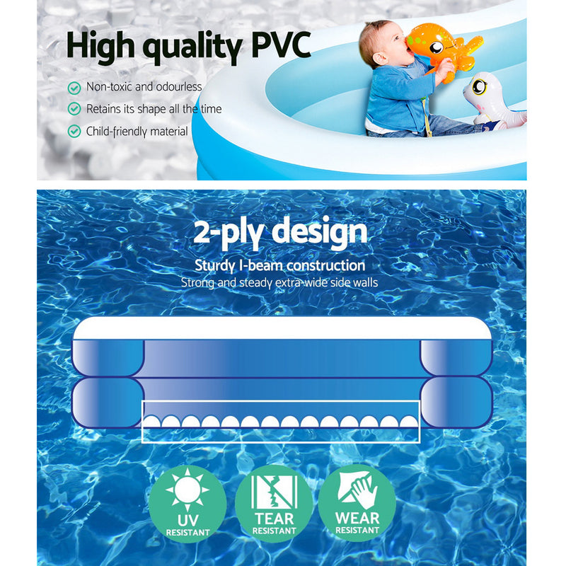 Inflatable Kids Pool Swimming Pool Family Pools 2.62m x 1.57m x 46cm