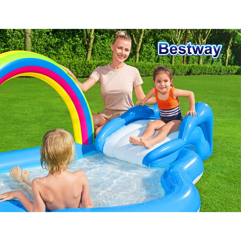 Swimming Pool Rainbow Slide Play Above Ground Kids Inflatable Pools