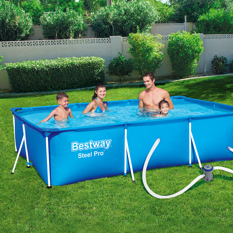 Swimming Pool Steel Frame Above Ground Rectangular Pool Filter Pump