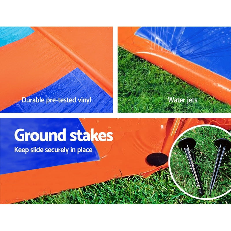 Water Slip And Slide Kids Inflatable Splash Toy Quadruple 4.88M