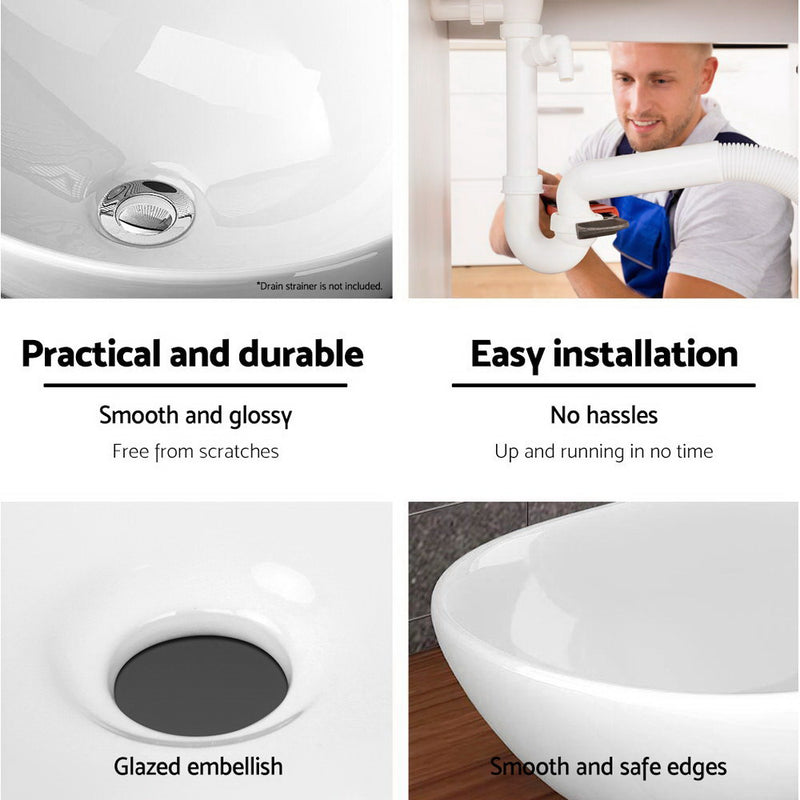 Ceramic Oval Sink Bowl - White