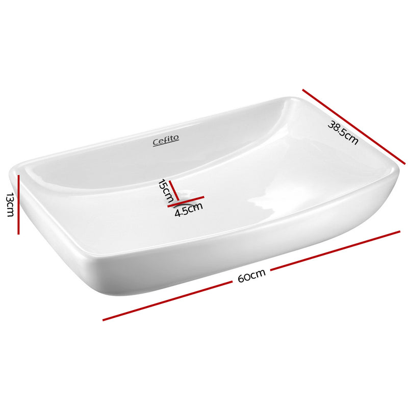 Ceramic Rectangle Sink Bowl - White