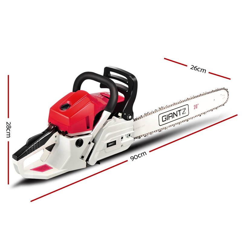 62CC Commercial Petrol Chainsaw - Red & White