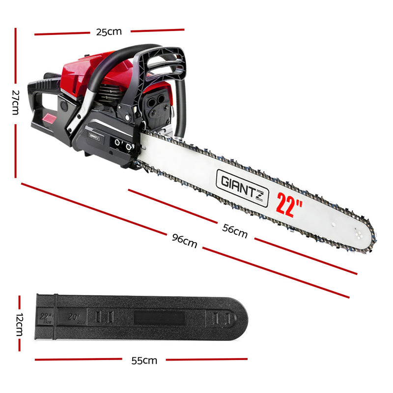 58cc Commercial Petrol Chainsaw 22 Bar E-Start Chains Saw Tree Pruning