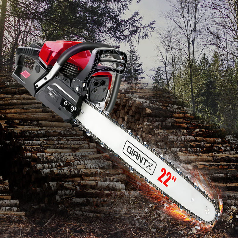 58cc Commercial Petrol Chainsaw 22 Bar E-Start Chains Saw Tree Pruning