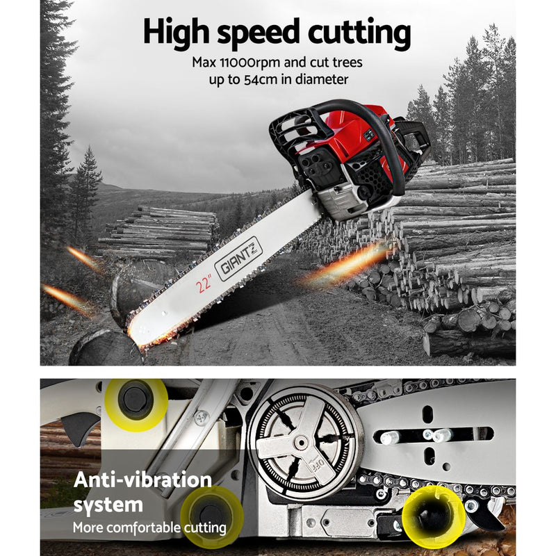 Latest 62cc Petrol Commercial Chainsaw 22 Bar E-Start Chain Saw Pruning