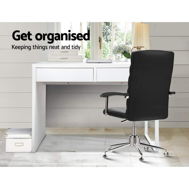 Metal Desk with 2 Drawers - White
