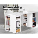 3 Level Desk with Storage & Bookshelf - White