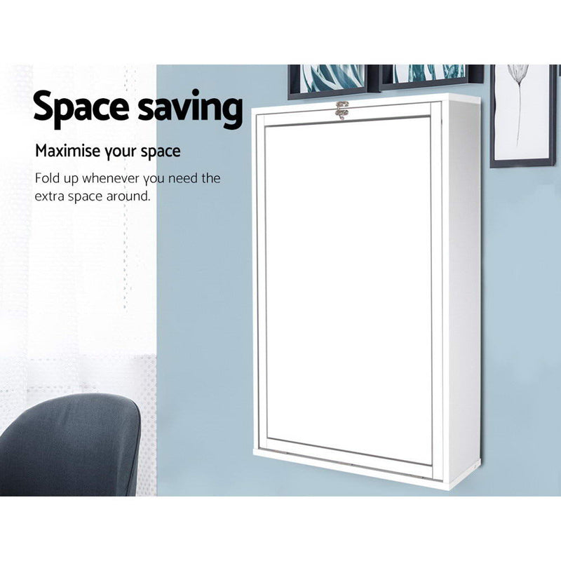 Foldable Desk with Bookshelf - White