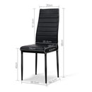 Set of 4 Dining Chairs PVC Leather - Black