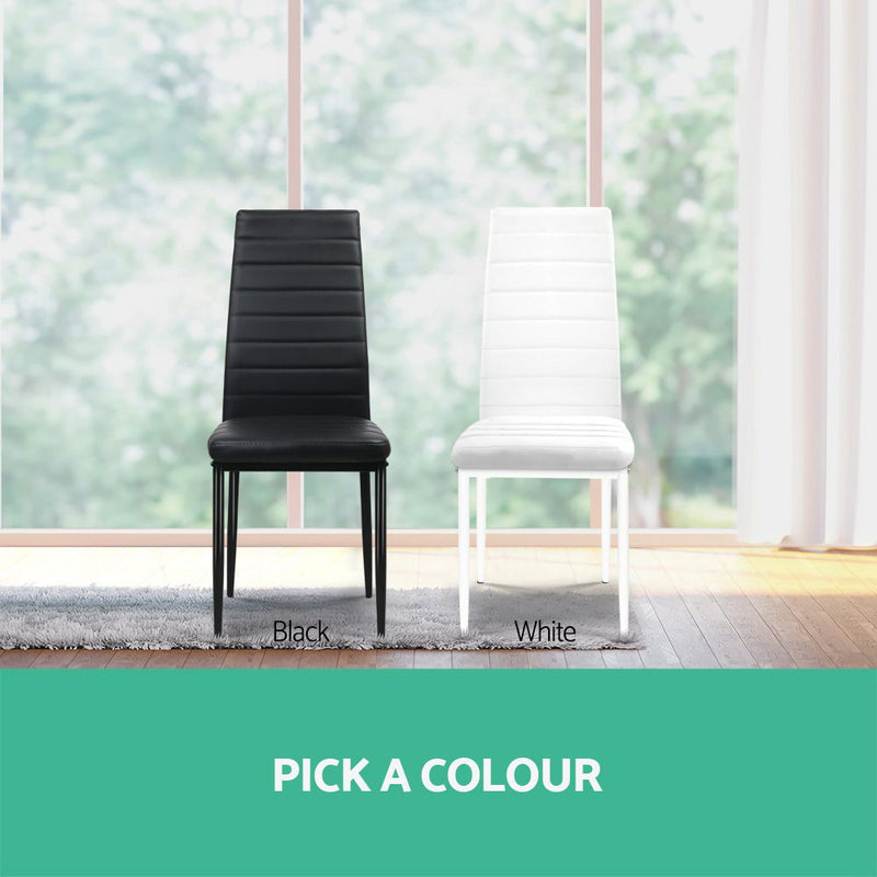 Set of 4 Dining Chairs PVC Leather - Black