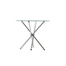 Round Dining Table 4 Seater 90cm Tempered Glass Clear Chrome Steel Legs Cross Cafe Kitchen Tables