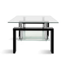 2 Tier Glass Coffee Table - Black