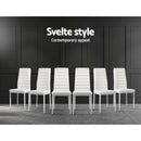 Astra 7-piece Dining Table and Chairs Dining Set Tempered Glass Leather Seater Metal Legs White