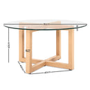 Tempered Glass Round Coffee Table - Beige