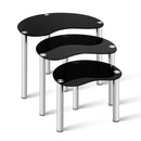 Set Of 3 Glass Coffee Tables - Black