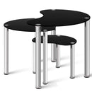 Set Of 3 Glass Coffee Tables - Black