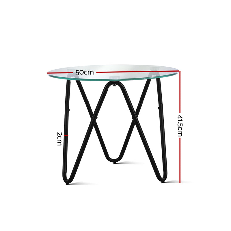 Coffee Table Glass End Side Tables High Gloss Display Modern Furniture 50X50CM