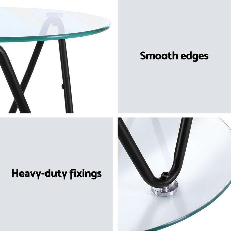Coffee Table Glass End Side Tables High Gloss Display Modern Furniture 50X50CM
