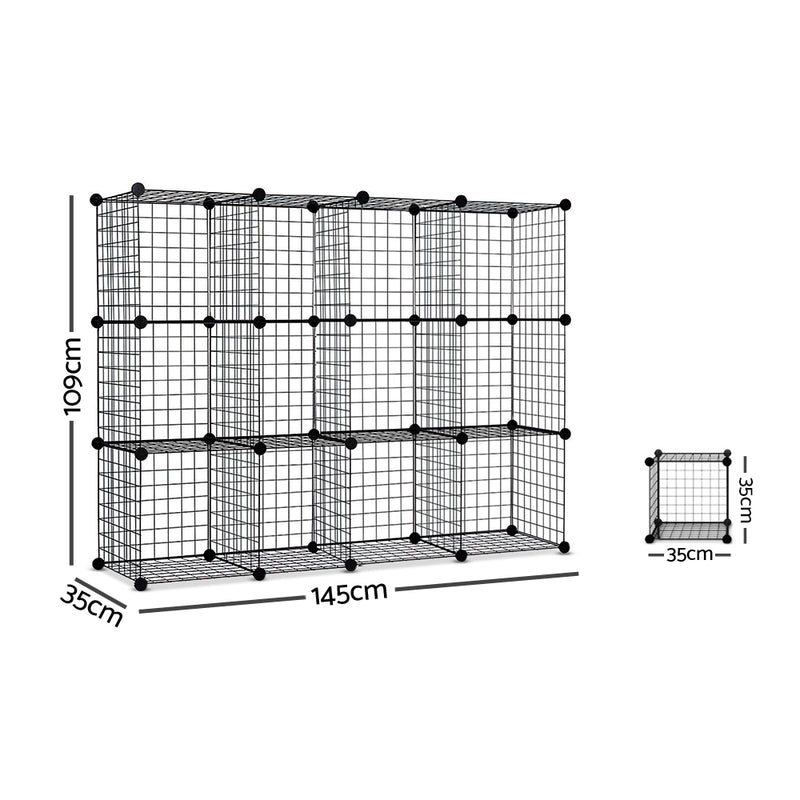 12 Cube Mesh Wire Storage Cabinet