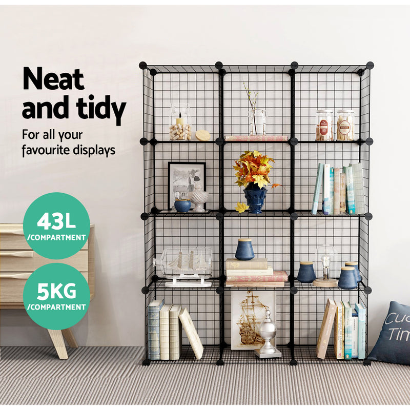 12 Cube Mesh Wire Storage Cabinet
