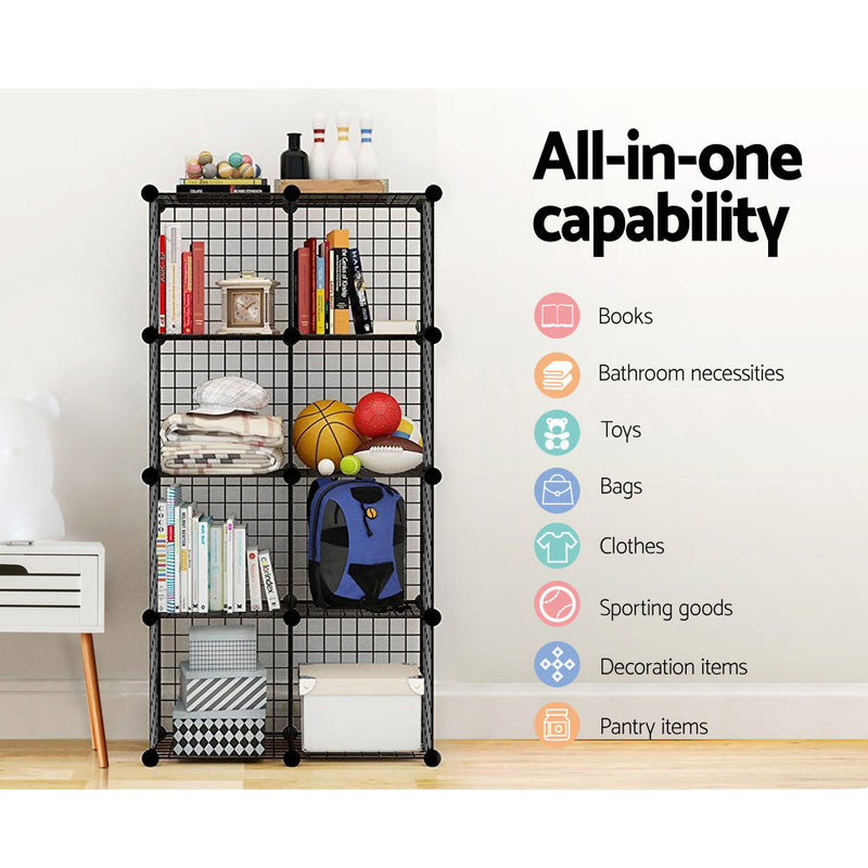 16 Cube Metal Wire Storage Cabinet - Black