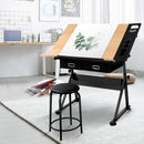 Tilt Drafting Table Stool Set - Natural & Black